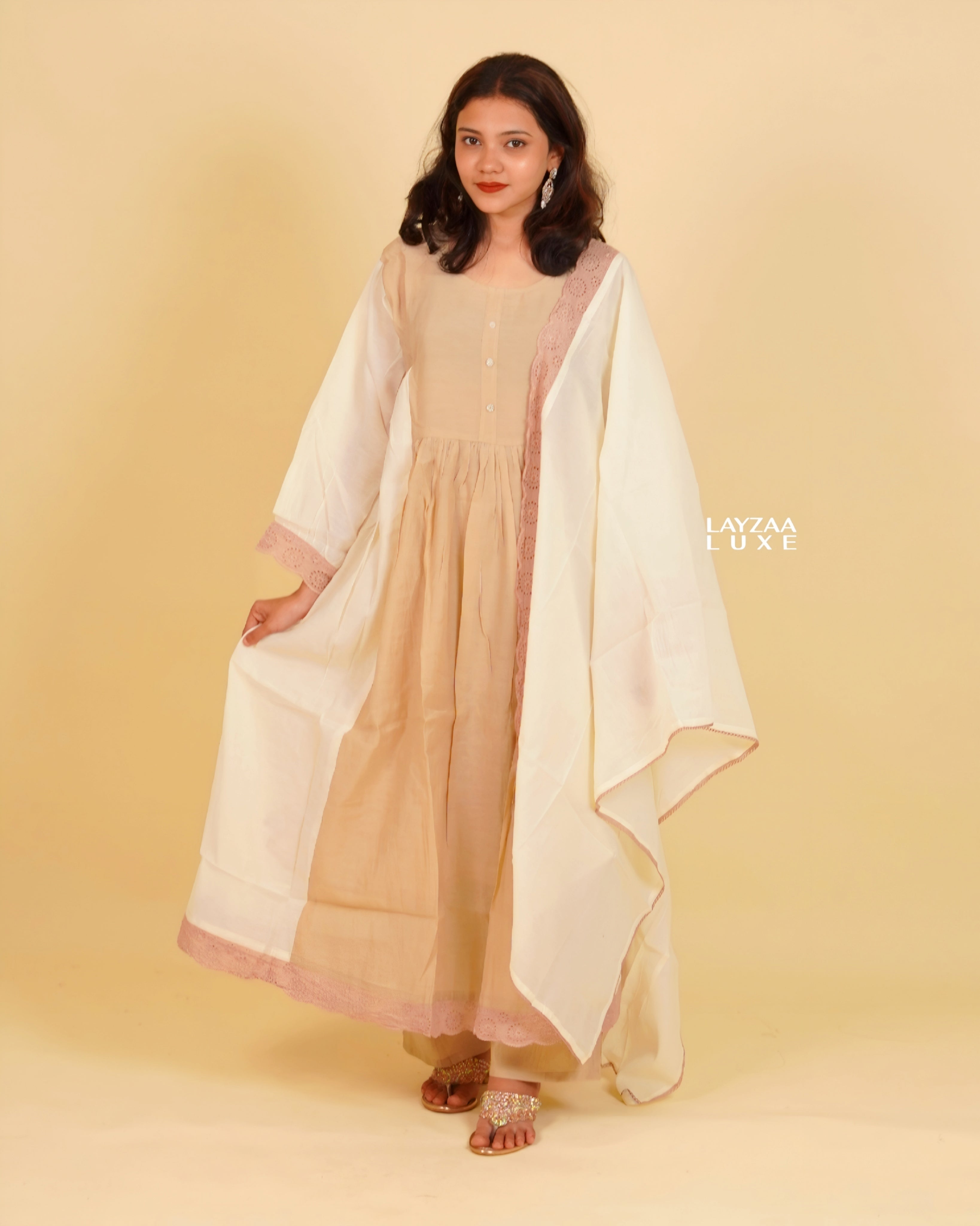 The Designer Panelled  Cotton Silk Ensemble Churidhar Set