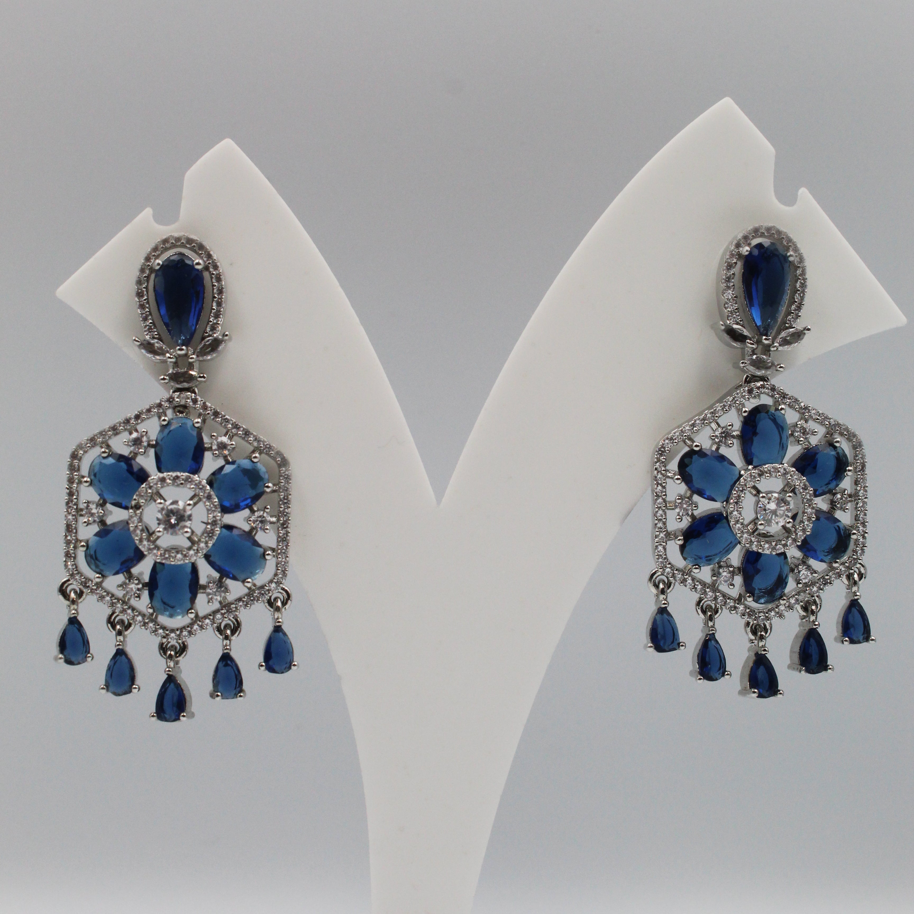 Hexagonal Floral Design Earrings