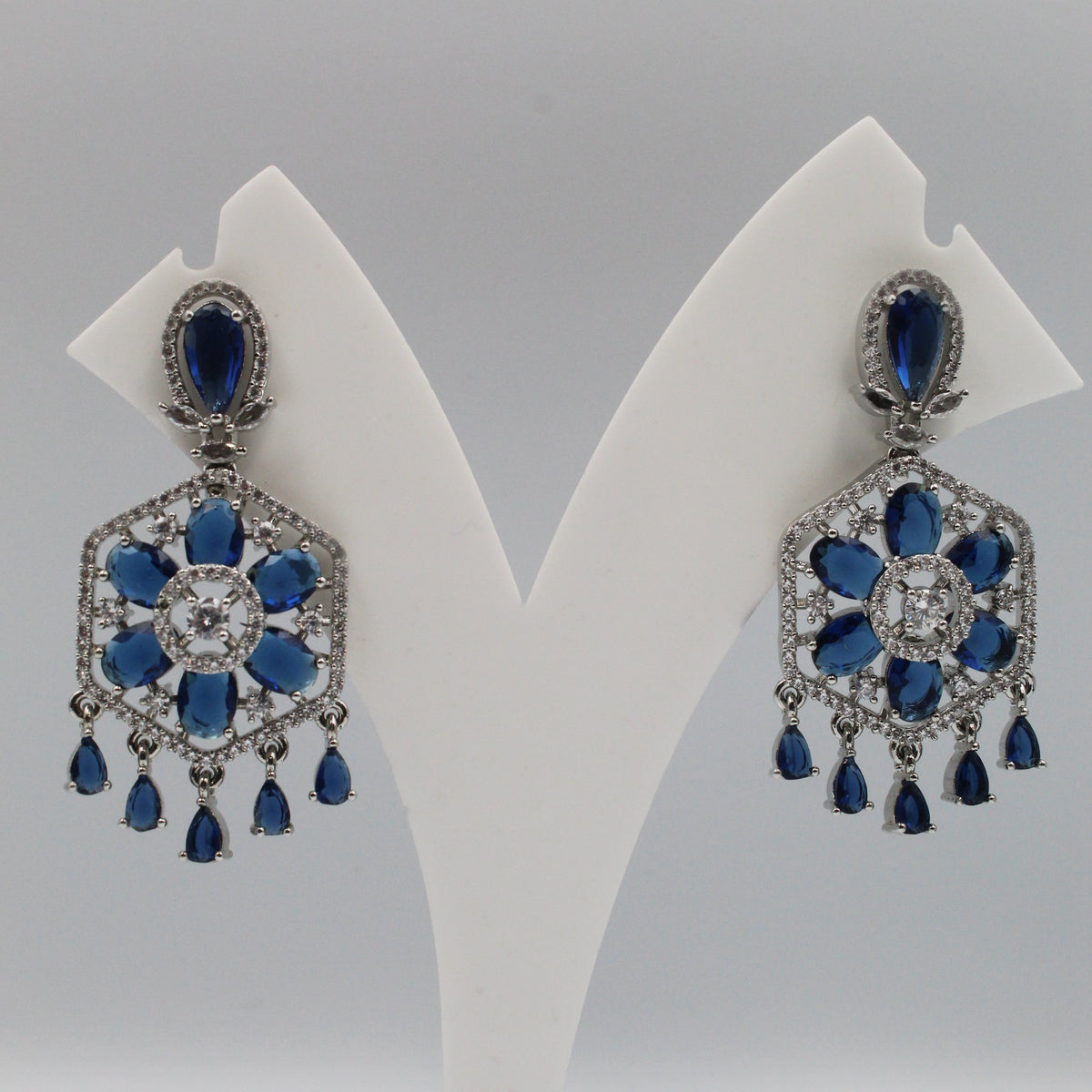 Hexagonal Floral Design Earrings