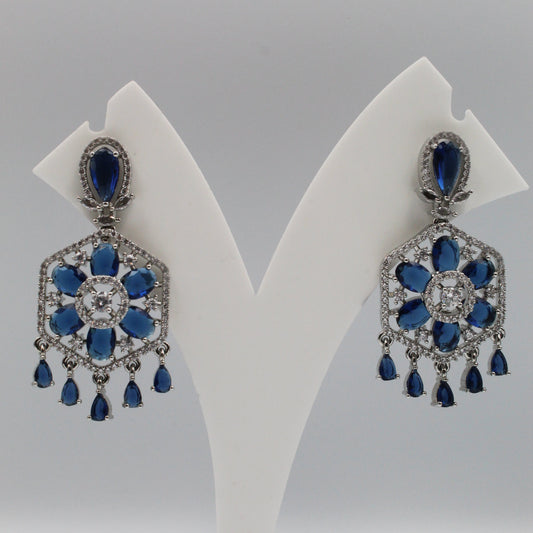 Hexagonal Floral Design Earrings