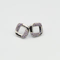 Silver Square Stud Earrings with Purple Stones | Stylish Imitation Jewelry for Women