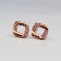 Elegant Rose Gold Square Stud Earrings with Sparkling Stones | artificial Jewelry for Women