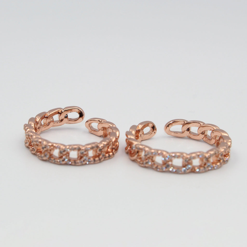 Elegant Rose Gold Chain Hoop Earrings – Crystal Stone Design