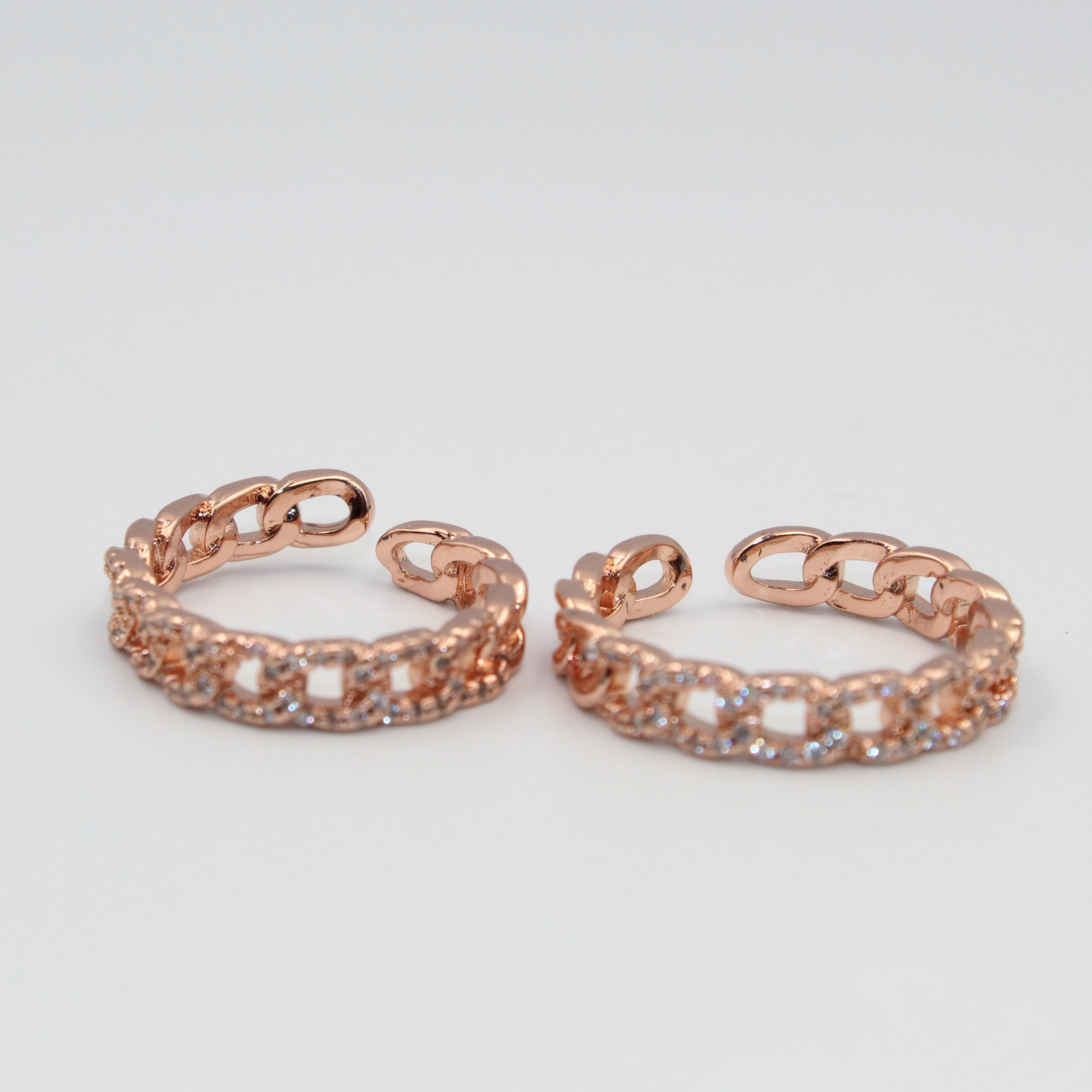 Elegant Rose Gold Chain Hoop Earrings – Crystal Stone Design