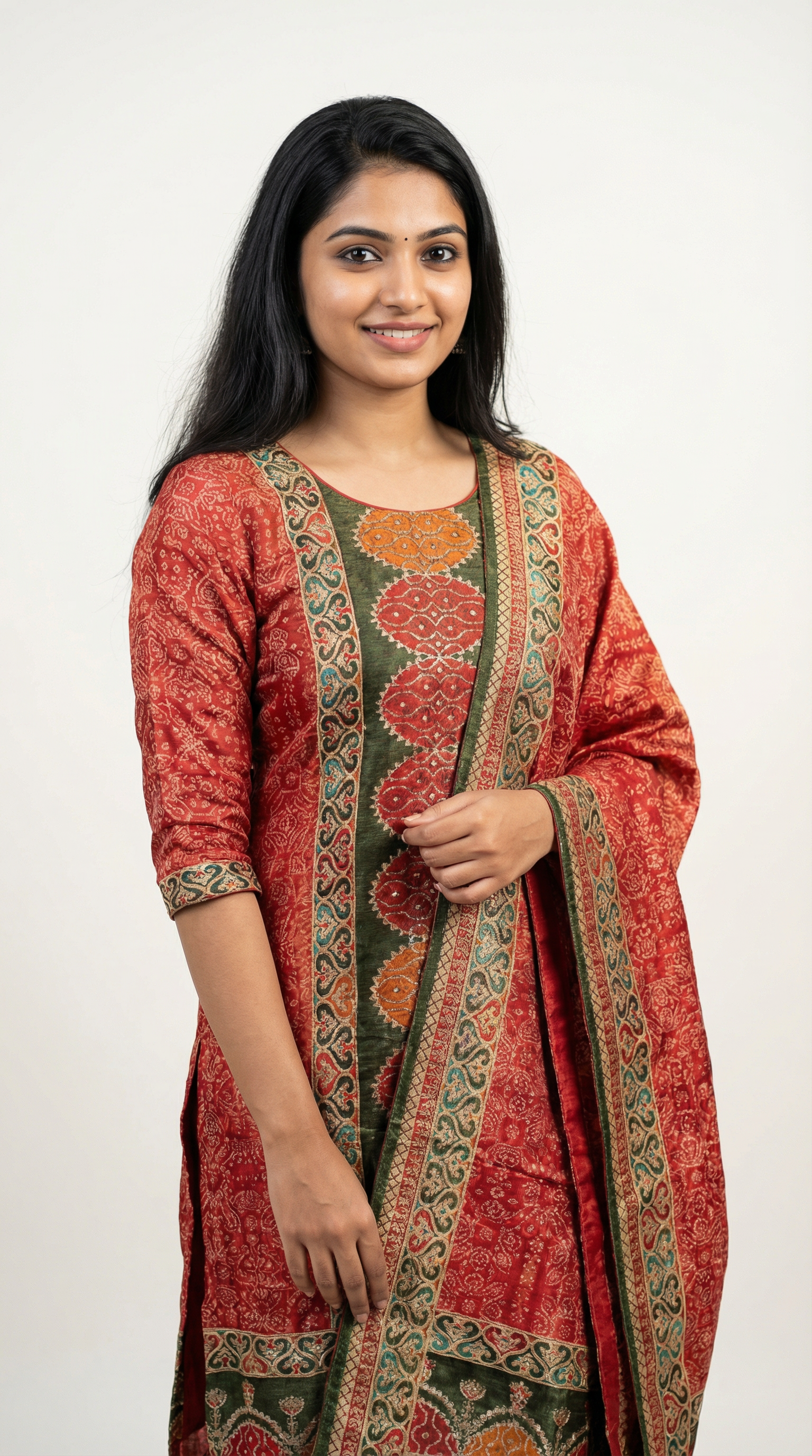 Elegant Red Printed Ethnic Kurta Set for Women – Festive & Traditional Wear