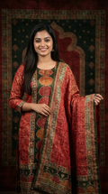 Elegant Red Printed Ethnic Kurta Set for Women – Festive & Traditional Wear