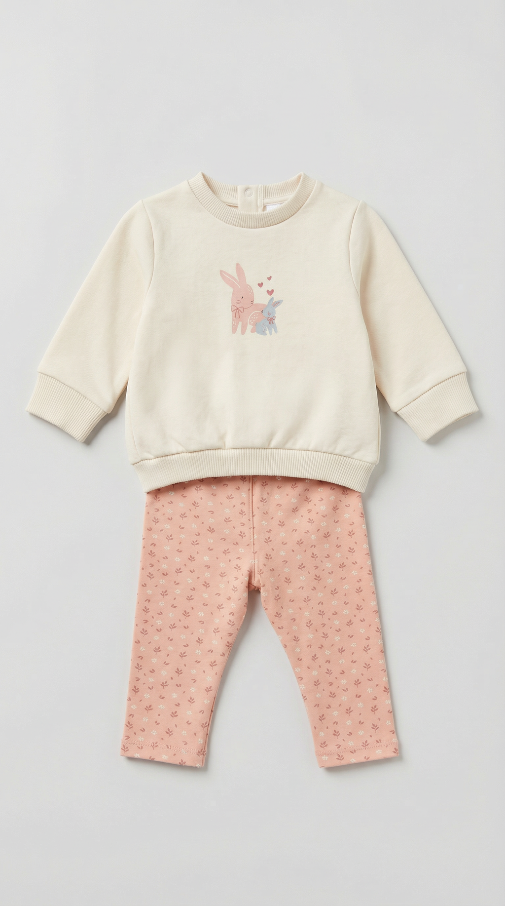 Adorable Bunny Print Toddler Girl Outfit – Pure Cotton Sweatshirt Printed Pants