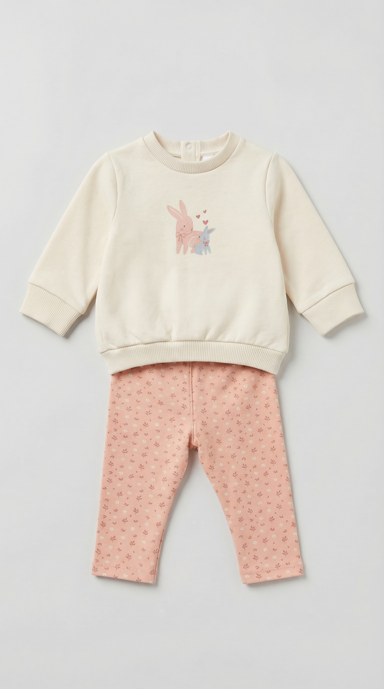 Adorable Bunny Print Toddler Girl Outfit – Pure Cotton Sweatshirt Printed Pants