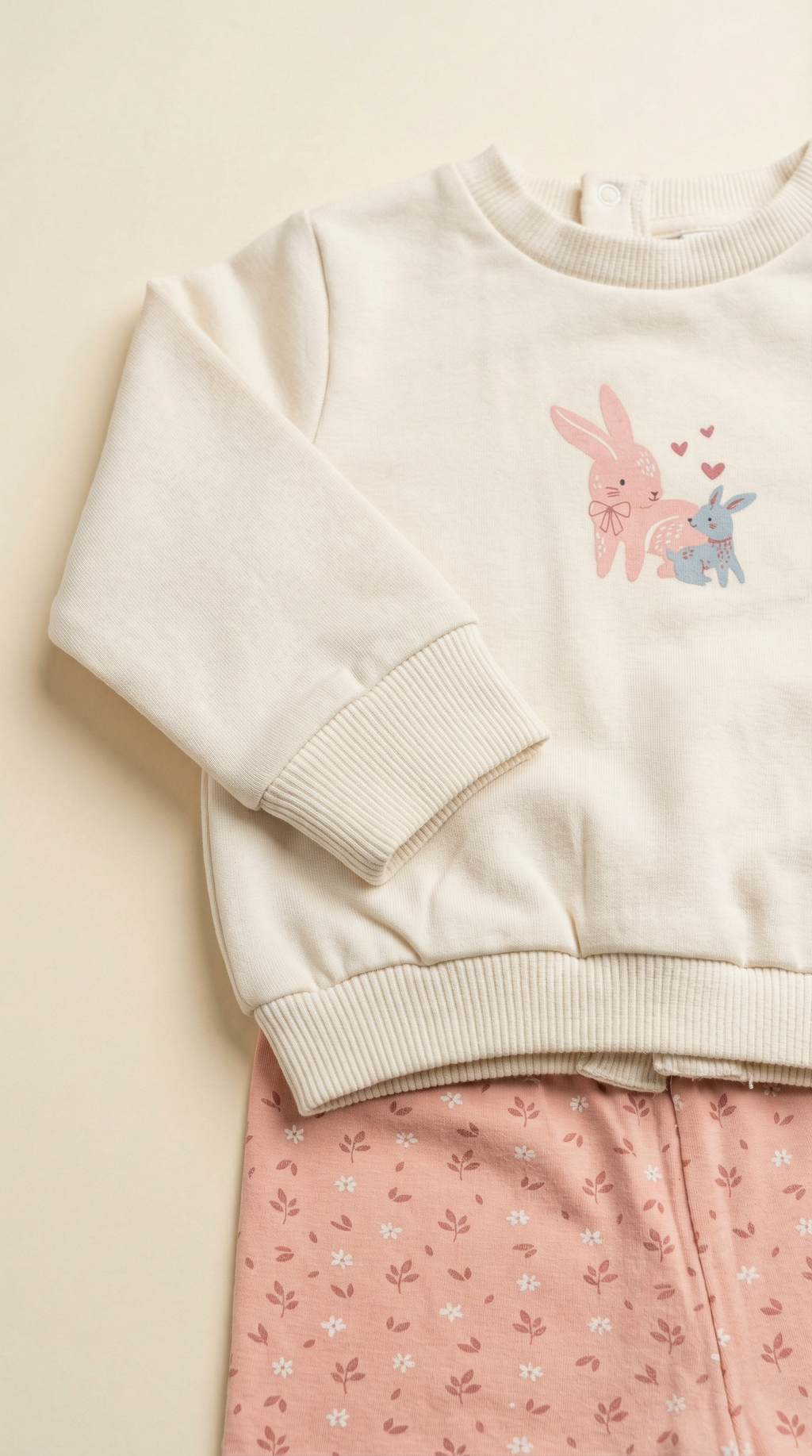 Adorable Bunny Print Toddler Girl Outfit – Pure Cotton Sweatshirt Printed Pants