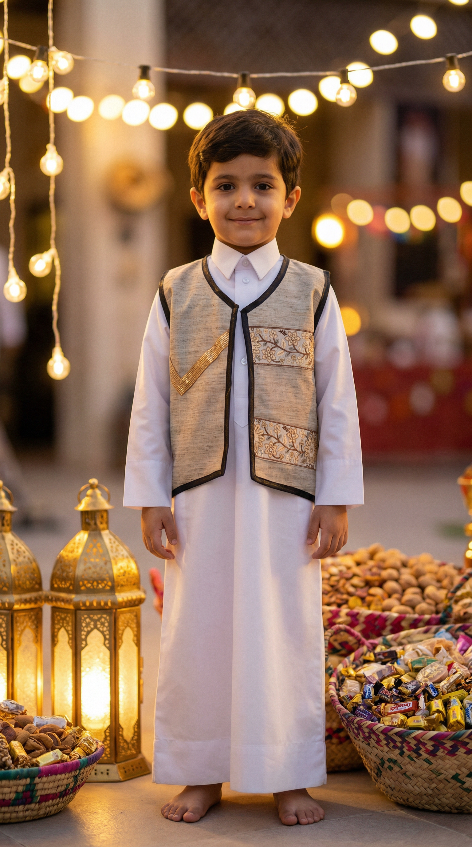 Garangao Festival Boys Outfit – Traditional Thobe &amp; Embroidered Vest