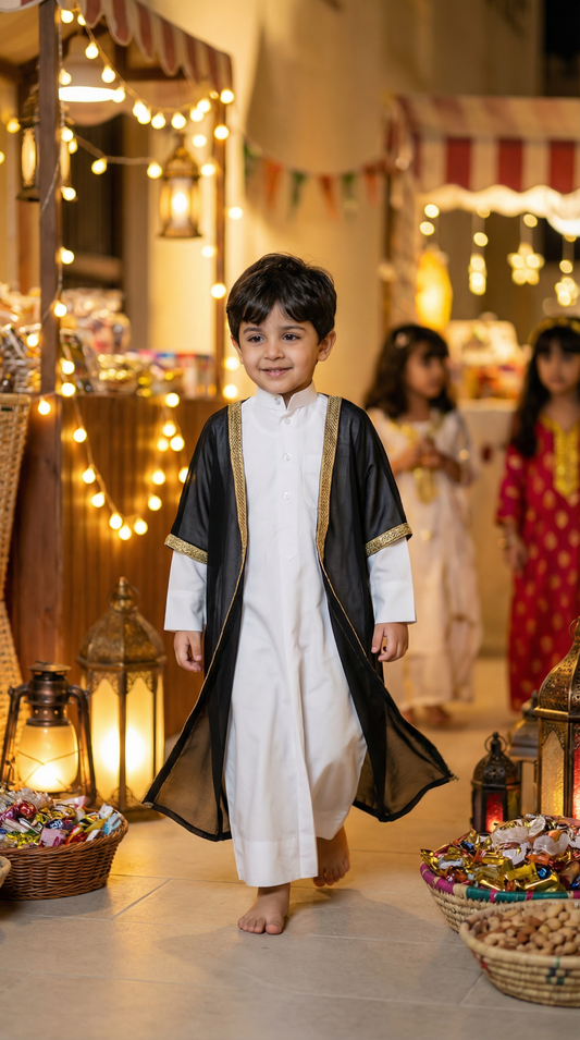 Black Bisht with Golden Embroidery Size 4yr to 12yr