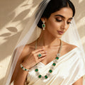 Royal Emerald Green Antique artificial Jewelry Set – Necklace, Earrings & Ring for Bridal & Festive Wear