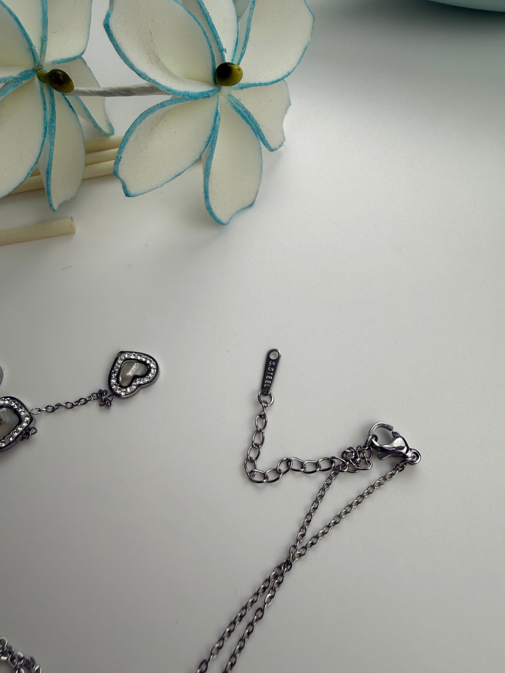Anti Tarnish Heart Charm Silver Necklace