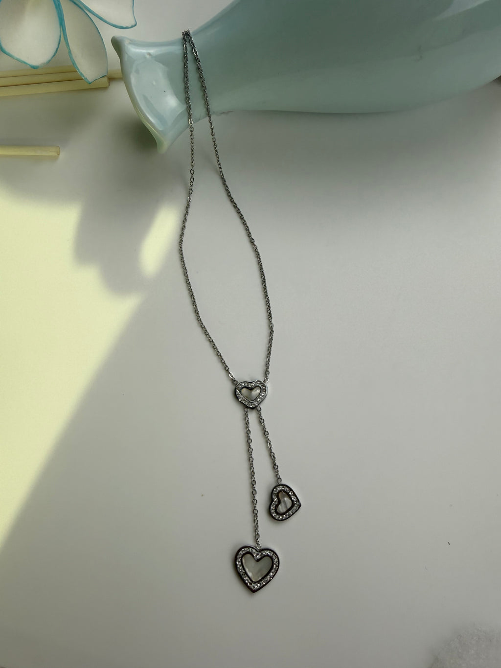 Anti Tarnish Heart Charm Silver Necklace