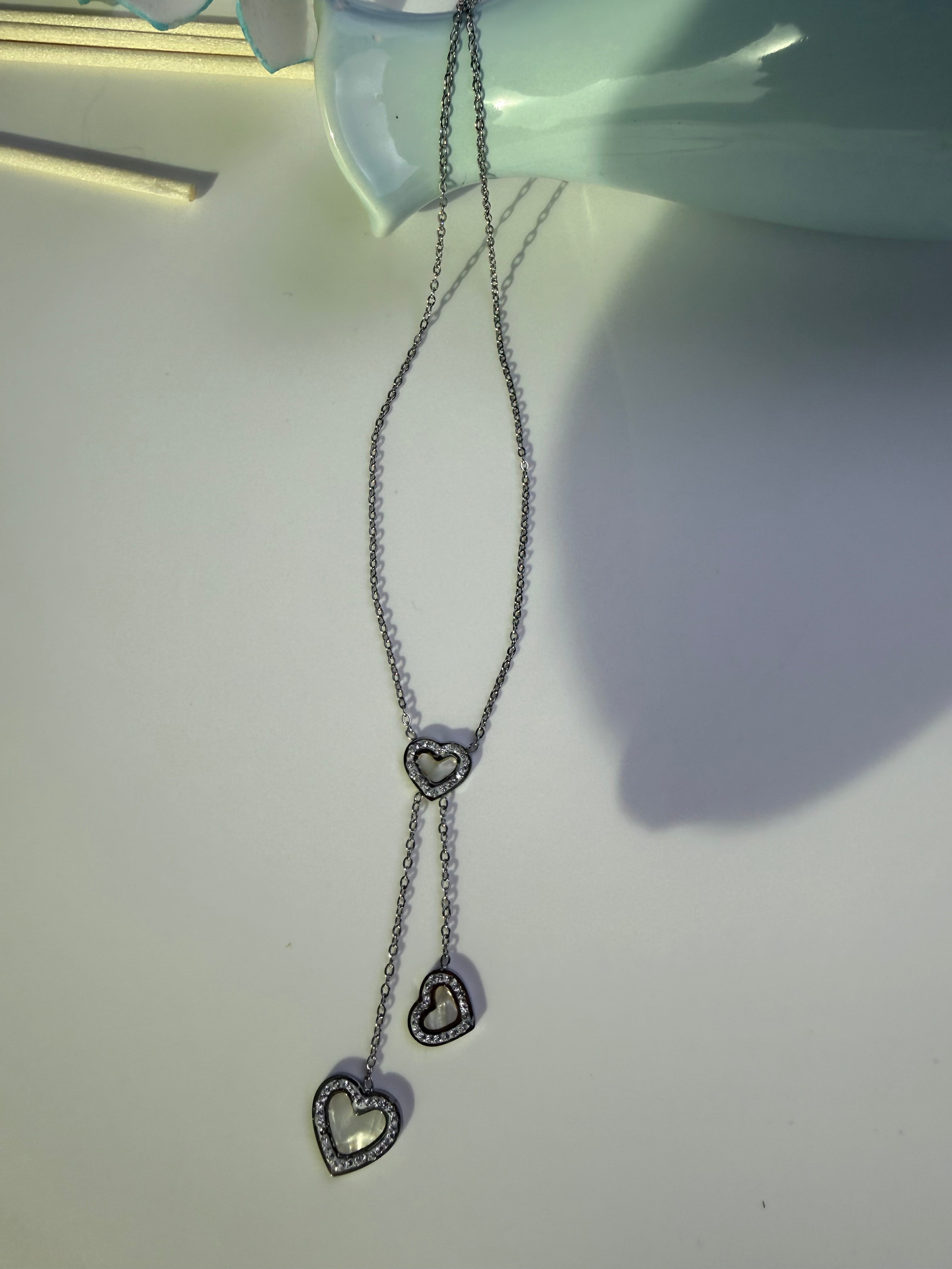 Anti Tarnish Heart Charm Silver Necklace