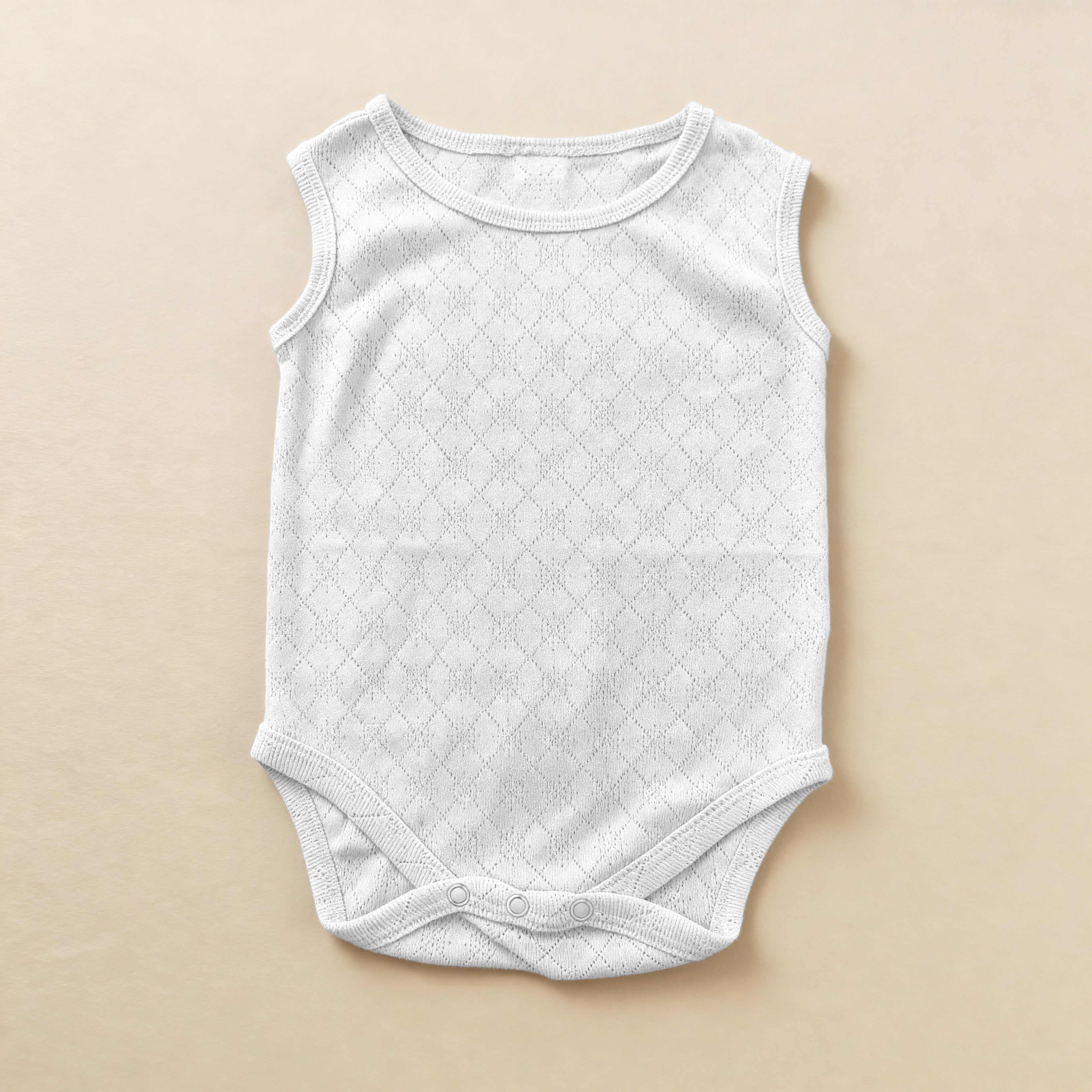 White Natural Cotton Sleeveless Baby Bodysuit | Tank Top Style | Essential Base Layer