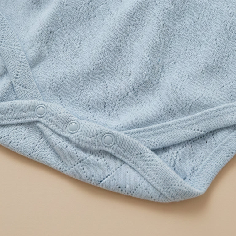 Natural Cotton Sleeveless Baby Bodysuit | Snaps Closure | Sky Blue | Ascotta Premium